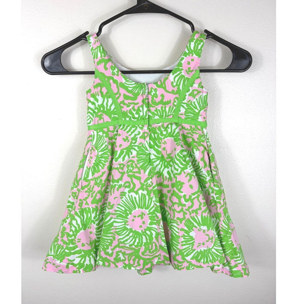 Lilly Pulitzer Cotton Sunny Side Lion Dress Pink Green Toddler 2 Beach Preppy - Picture 2 of 8